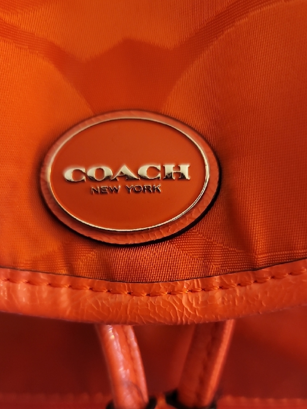 Coach Orange Signature Nylon Drawstring Backpack - Picture 2 of 12